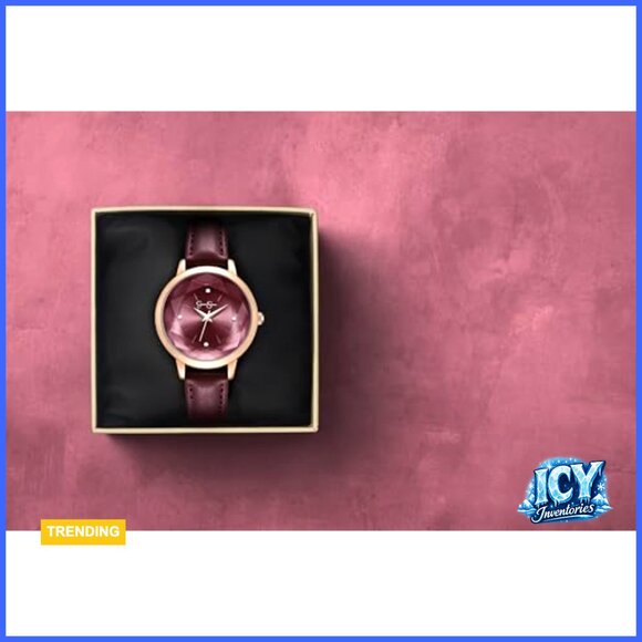 Leather Band Watch with Crystal Dial, Quartz Movement, Elegant Dress Timepiece main image 4